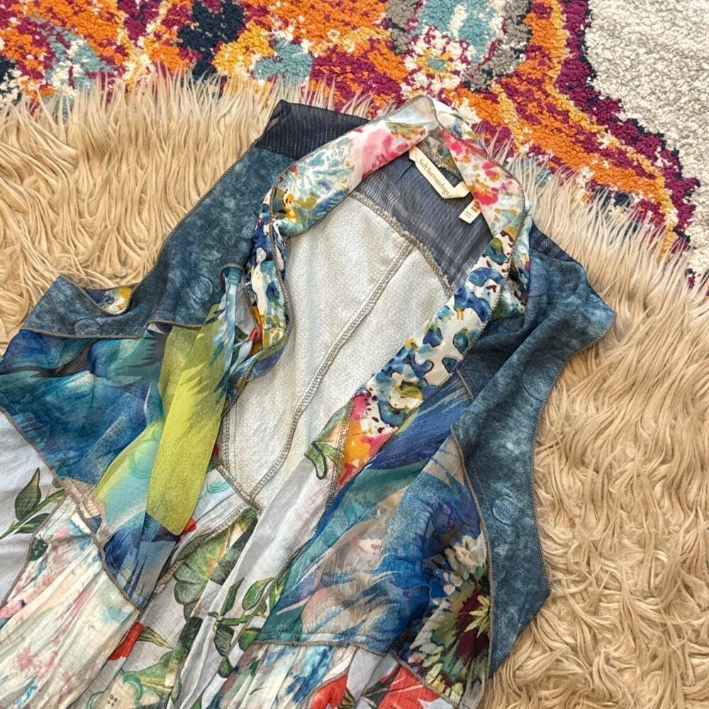Soft surroundings colorful open flowy over shirt one size fits most - Picture 4 of 5